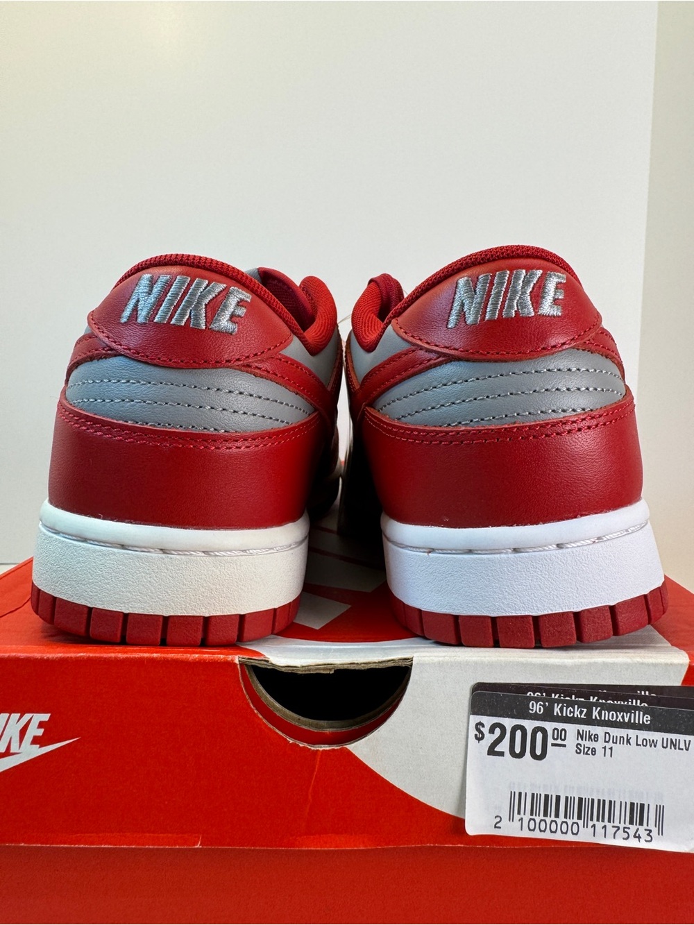 Nike Dunk Low Retro UNLV 2021 Medium Grey Varsity Red Men's Size 11 - Picture 5 of 8